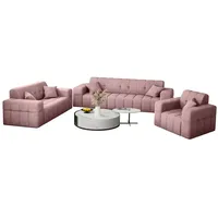 Fun Möbel Polstergarnitur Sofaset Designersofa NANCY 3-2-1 in Stoff Harmony, (Set, 3-tlg., inkl. 5 Zierkissen), Rundumbezug rosa