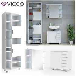 VICCO Badmöbel Set ILIAS Weiß Bad Spiegel Kommode Unterschrank Badschrank