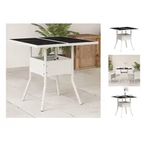 vidaXL Gartentisch Gartentisch mit Glasplatte Weiß 80x80x75 cm Polyrattan Esstisch weiß