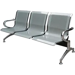 Drei-Sitzer-Sitzbank aus Metall mit Armlehnen und geformten Beinen aus verchromtem Stahl Größe 178x65x80
