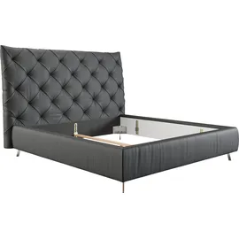 PLACES OF STYLE Polsterbett PLACES OF STYLE "Elloree, in 4 Breiten, hinten mit Originalstoff bezogen, auch in Leder", schwarz, B:176cm H:143cm L:234cm, Rinds-Oberleder, Betten, Polsterbett ohne Bettkasten Polsterbett, Kopfteilhöhe 143cm, belastbar bis 280 kg, auch in