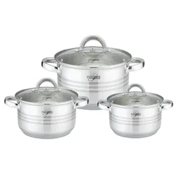 PLATINUM 6 tlg Edelstahl Kochgeschirr Induktion 18/10 Edelstahl Kochtopf Topf Set Deckel Gastronomie