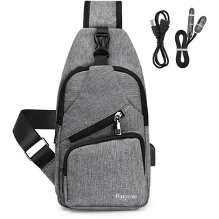 flintronic Brusttasche,Messenger Bag Sling Bag mit Verstellbarem,Herren Taschen Rucksack Umhängetaschen Schultertasche Reisetaschen für Männergeschäft,Shoppen,Wandern(Kommt mit 1 USB-Datenkabel)