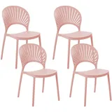 Beliani Gartenstühle, Pink, Kunststoff, 4-Sitzer, 46x83x51 cm, Gartenmöbel, Gartenstühle, Gartenstühle