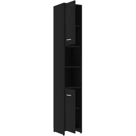 vidaXL Badezimmerschrank Schwarz 30x30x183,5 cm Spanplatte