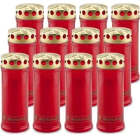 DecoLite: 12 Grabkerzen Memoriam Nr. 6 - Grabkerzen mit 7 Tage Brenndauer, Grabschmuck Wetterfest, mit Deckel | von Aeterna - Friedhofskerzen, Trauerkerzen Angebot - Rot