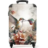 NoBoringSuitcases.com Handgepäck Koffer, Reisekoffer, Reisetasche mit Rollen, Trolley Handgepäck, Koffer Handgepäck, Trolley 55x40x20, Suitcase, Handgepäck 55x40x20 cm (Kolibris - Rosa)