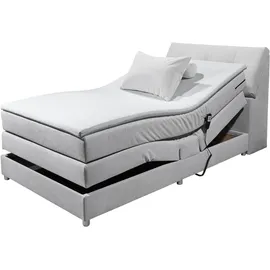 ed exciting design Boxspringbett ED EXCITING DESIGN "Toulouse", grau (hellgrau), B:122cm L:236cm, Komplettbetten, Boxspringbett, inkl. Motor, inkl. Stauraum im Kopfteil