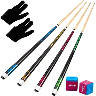 Horse Billardqueue-Set 4 Stück – Billardstöcke aus kanadischem Ahorn, 58 Zoll Billardqueue, 18–21 oz Queues mit 2 Billardkreiden, Billardstöcke für Erwachsene, geeignet für Billardspieler