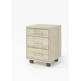Stella Trading OFFICE LINE Rollcontainer in Eiche Sonoma Optik - Mobiler Büroschrank mit Schubladen - Modernes Büromöbel Komplettset - 40 x 56 x 40 cm