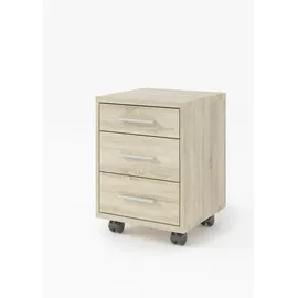 Stella Trading OFFICE LINE Rollcontainer in Eiche Sonoma Optik - Mobiler Büroschrank mit Schubladen - Modernes Büromöbel Komplettset - 40 x 56 x 40 cm