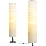 LALISU Stehlampe Papier Lampe Moderne Stehlampen mit Lampenschirm, Stehlampe für für Wohnzimmer Mit Fußschalter, Schlafzimmer und Arbeitszimmer (White-03)