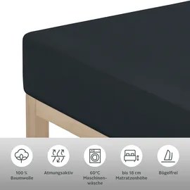 OTTO home Spannbettlaken Physalis Jersey 140 x 200 cm schwarz