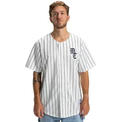 Funktionshemd DC SHOES "Slugger", Herren, Gr. XL, US-Größen, weiß pinstripe, 100% Polyester, Kurzarm, Hemden