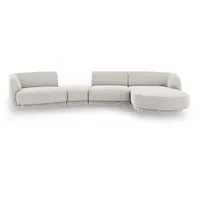 Micadoni Sofa Miley, modular mit Recamiere 4-Sitzer grau