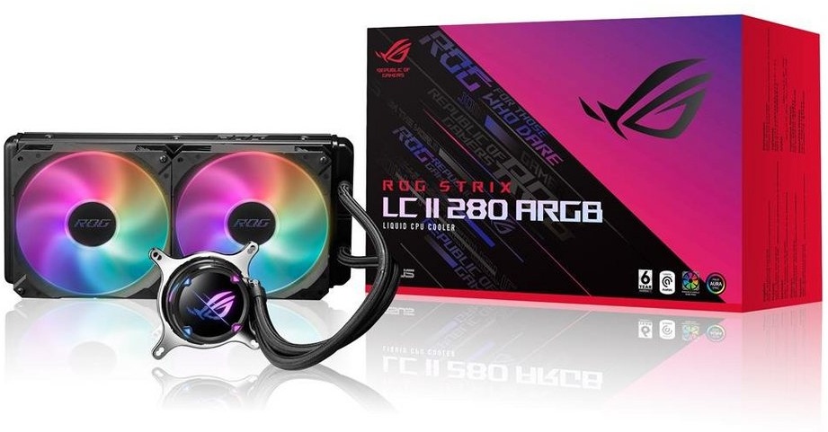 Asus CPU Kühler ROG Strix LC II 280 ARGB, All-in-One CPU-Wasserkühlung Aura Sync zwei ROG-140mm-Lüfter RGB sw schwarz