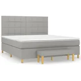 vidaXL Boxspringbett mit Matratze Hellgrau 160x200 cm Stoff
