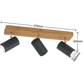LINDBY Maniva 3-flg. 44 x 9 x 16 cm schwarz Holz