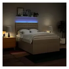 vidaXL Boxspringbett mit Matratze Creme 160x200 cm Stoff