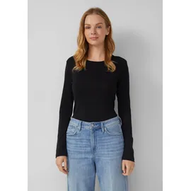 s.Oliver Geripptes Slim-Fit-Longsleeve Weiß/Schwarz M