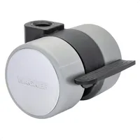 Wagner Design Möbelrolle/Soft-Lenkrolle LOGO - 38 mm, Bremse, schwarz/grau,