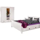 JVmoebel Schlafzimmer-Set Schlafzimmer Set Design Luxus Möbel Bett Nachttisch Kommode 6 tlg., Made in Europa weiß