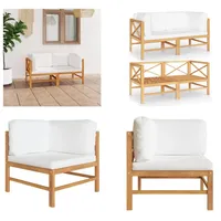 vidaXL 2 Sitzer Gartensofa mit Creme Kissen Massivholz Teak - Gartensofa - Gartensofas - Holzsofa - Holzsofas - Beige