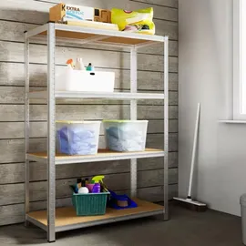 monzana Schwerlastregal MDF 160x90x40cm silber 700kg 4 Platten