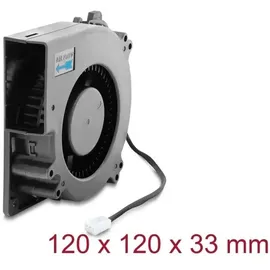 DeLock Radiallüfter / Lüftergebläse 12 V DC 120 x 120 x 33 mm mit 3-Pin Lüfteranschluss, schwarz