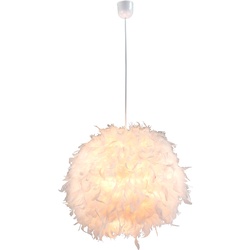 Hängeleuchte Federn weiß Federleuchte Decke weiß Hängelampe Pendelleuchte, Metall, E27 Fassungen, DxH 45x120 cm