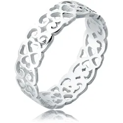 Fingerring »Herz Kleeblatt Ornament Cut Out 925 Silber«, 21816108-56 Silber ohne Stein
