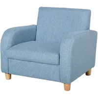 Kindersofa Kindersessel mit dickem Schaumstoff Sitzkissen Leinen Blau