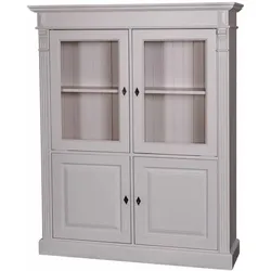 Highboard Landhaus aus Kiefernholz, 2 Glastüren, 2 Türen