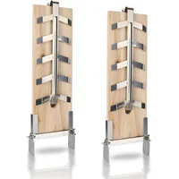 Monucep Flammlachsbretter 2er Set – Tannenholz Räucherbrett mit Edelstahl-Halterung (5-Fach verstellbar) – ideal für Feuerschalen & Kugelgrills – Lachsbretter zum Grillen und Räuchern