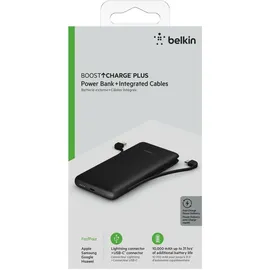 Belkin BOOST CHARGETM Powerbank,10.000 mAh 18W, mit Kabeln, schwarz