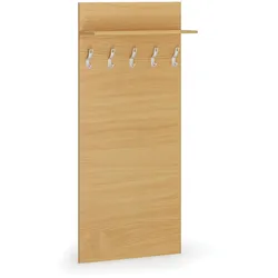 Garderobenwand PRIMO, 5 Kleiderhaken, Ablage, Buche