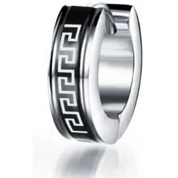 Single-Creole FIRETTI "Schmuck Geschenk Ohrschmuck einzeln Tribal - Mäander", schwarz (edelstahlfarben, schwarz), Ohrringe, Herren, Edelstahl