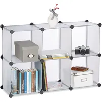 Relaxdays Regalsystem 6 Fächer 96 x 32 x 65 cm Transparent