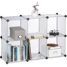 Relaxdays Regalsystem 6 Fächer 96 x 32 x 65 cm Transparent