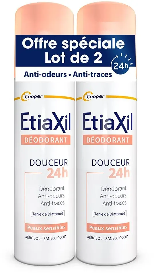 ETIAXIL - Déodorant - Transpiration Faible - Aisselles - 48h - Aérosol - Fabriqué en France - Lot de 2 2x150 ml déodorant