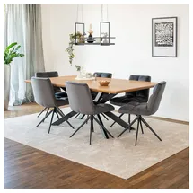 Home Deluxe Essgruppe Eckig AVENCIA inkl. Sternfuß - 200 x 120 cm Light Oak, (7-tlg) grau