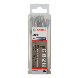 Metallbohrer HSS-G, DIN 338, 8,5 x 75 x 117 mm, 5er-Pack