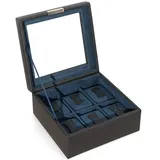 Friedrich23 Uhrenbox Bond Cross Grain mit Glasdeckel für 6 Uhren schwarz