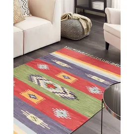 Beliani Teppich Kamaris Bunt 140 x 200 cm Baumwolle Kelim