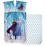 Disney Frozen Bettwäsche Frozen Die Eiskönigin Bettwäsche Set Olaf Anna Elsa 140x200cm blau, Renforcé, 2 teilig, 100% Baumwolle bunt