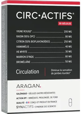 Aragan Synactives Circactives Circulation Rote Weinrebe 30 Kapseln