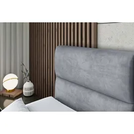 altdecor Boxspringbett mit Fußteil, H3 Matratze und Topper - 180x200 cm - BOXI3-Z - Grau Samt - Polsterbett mit Bettkasten und Lattenrost, Bett mi... - Grau