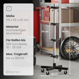GENTOR Felgenbaum fahrbar für 4 Reifen bis 225 mm, belastbar bis 100 kg