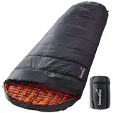Skandika Mumienschlafsack | Vegas Flanell | Outdoor - RV links - bis -15°C, - Schwarz SCHWARZ No Size