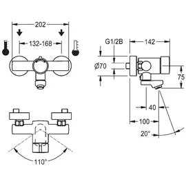 KWC F3 Wandbatterie Mischer Chrom